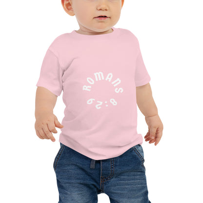 Romans 8:29 White Print Baby Tee [6-24 months]