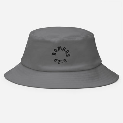 Romans 8:29 Black Embroidered Bucket Hat