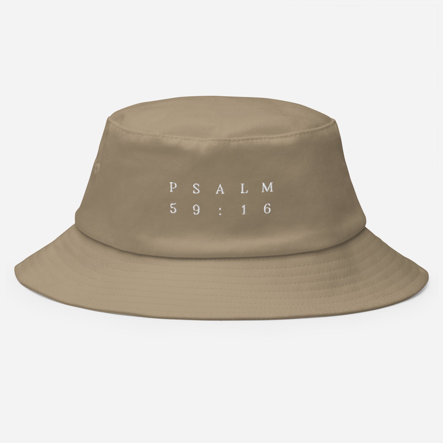 Psalm 59:16 Original White Embroidered Bucket Hat