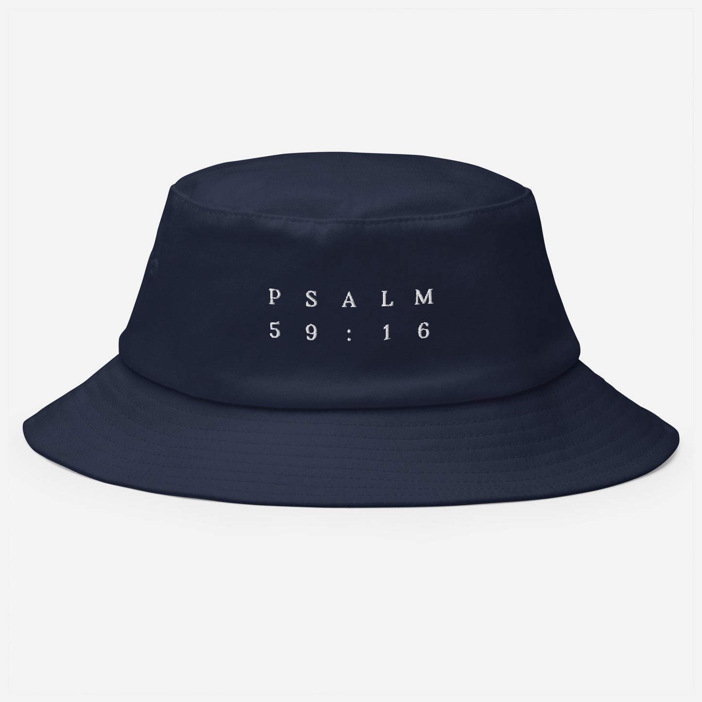 Psalm 59:16 Original White Embroidered Bucket Hat