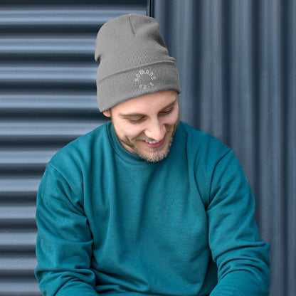 Romans 8:29 White Embroidered Beanie Hat