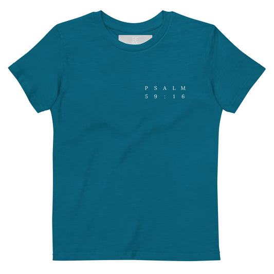 Psalm 59:16 Original Left Print Kids Tee [3-14 yrs]