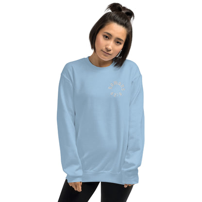 Romans 8:29 White Embroidered Unisex Sweatshirt