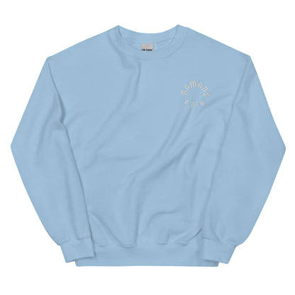 Romans 8:29 White Embroidered Unisex Sweatshirt