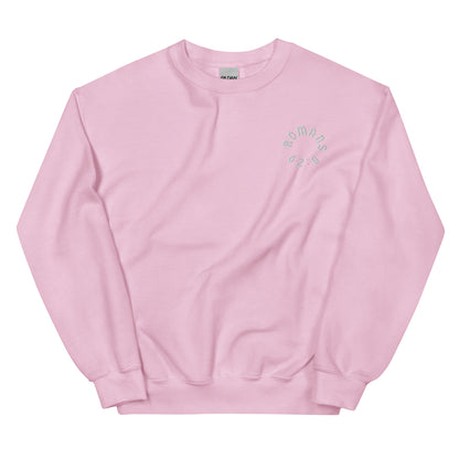 Romans 8:29 White Embroidered Unisex Sweatshirt