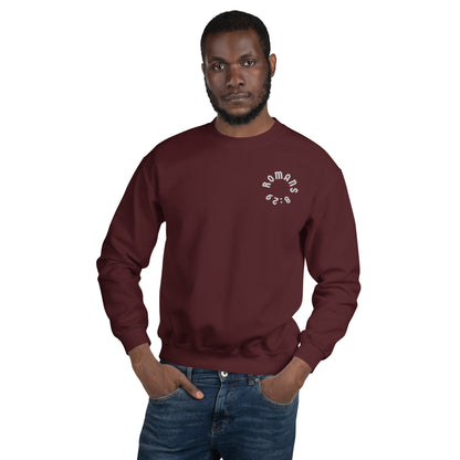 Romans 8:29 White Embroidered Unisex Sweatshirt