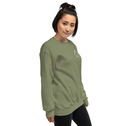 Romans 8:29 White Embroidered Unisex Sweatshirt
