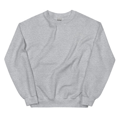 Romans 8:29 White Embroidered Unisex Sweatshirt